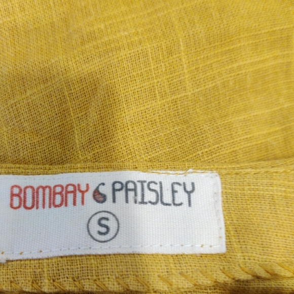 Bombay Paisley. Mustard Color 3/4 Sleeve Dress With Floral Embroidery - Picture 8 of 11